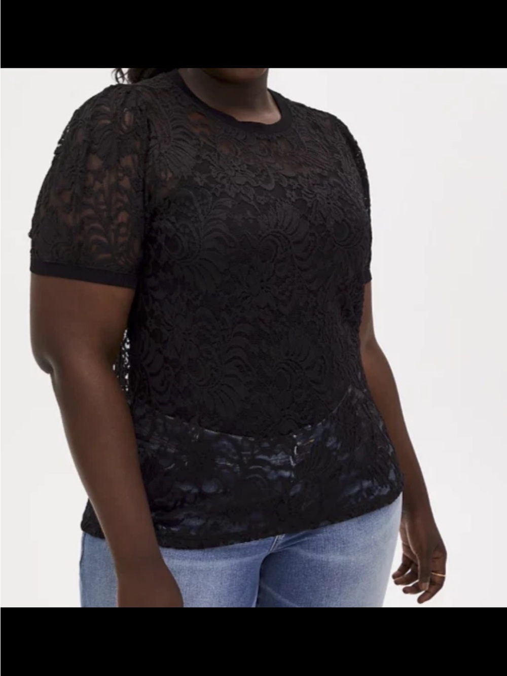 Torrid sheer lace puff sleeve top